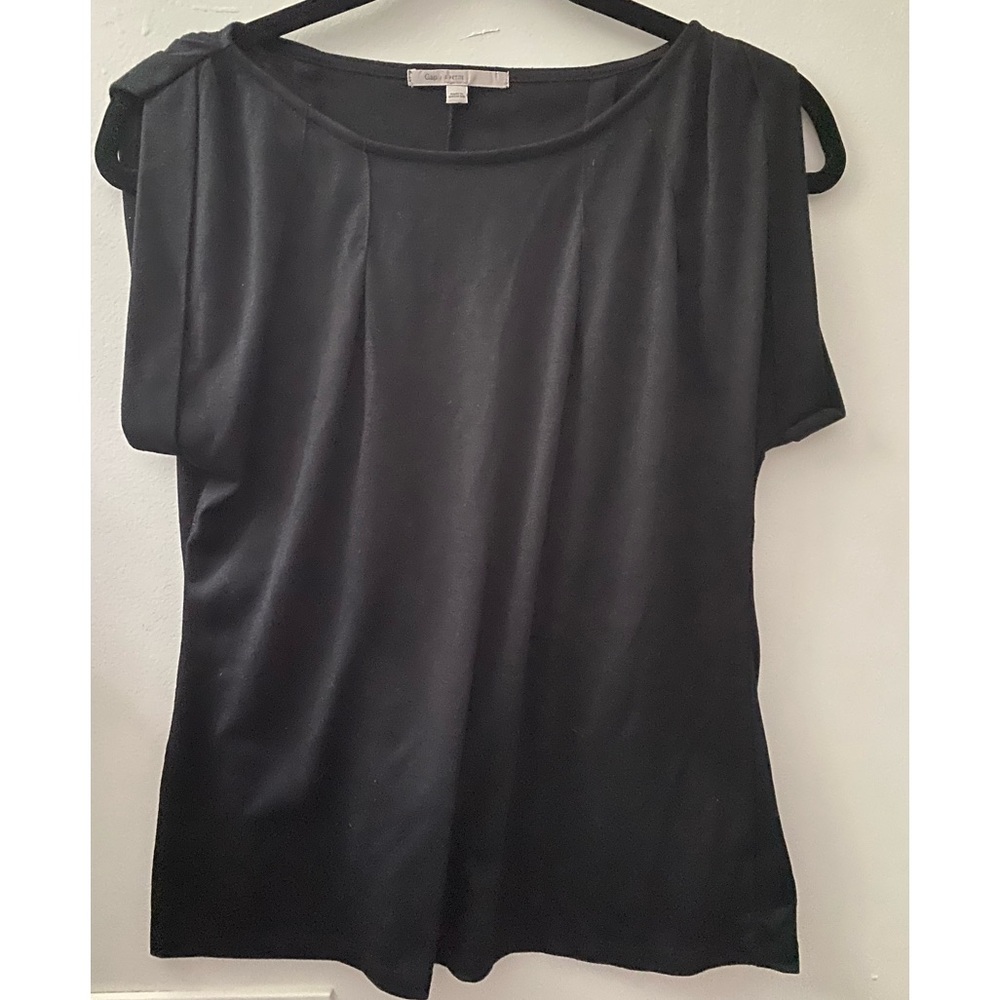 Black draped sleeveless party top - new, unworn. Petite/small